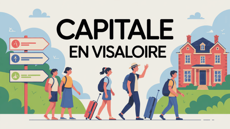 Illustration famille etudiant voyageur panneaux capitale en visaloire