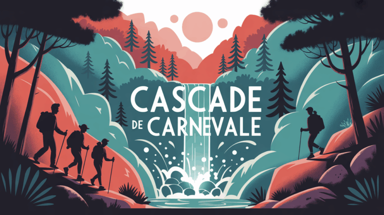 Illustration cascade Carnevale randonneurs famille Corse