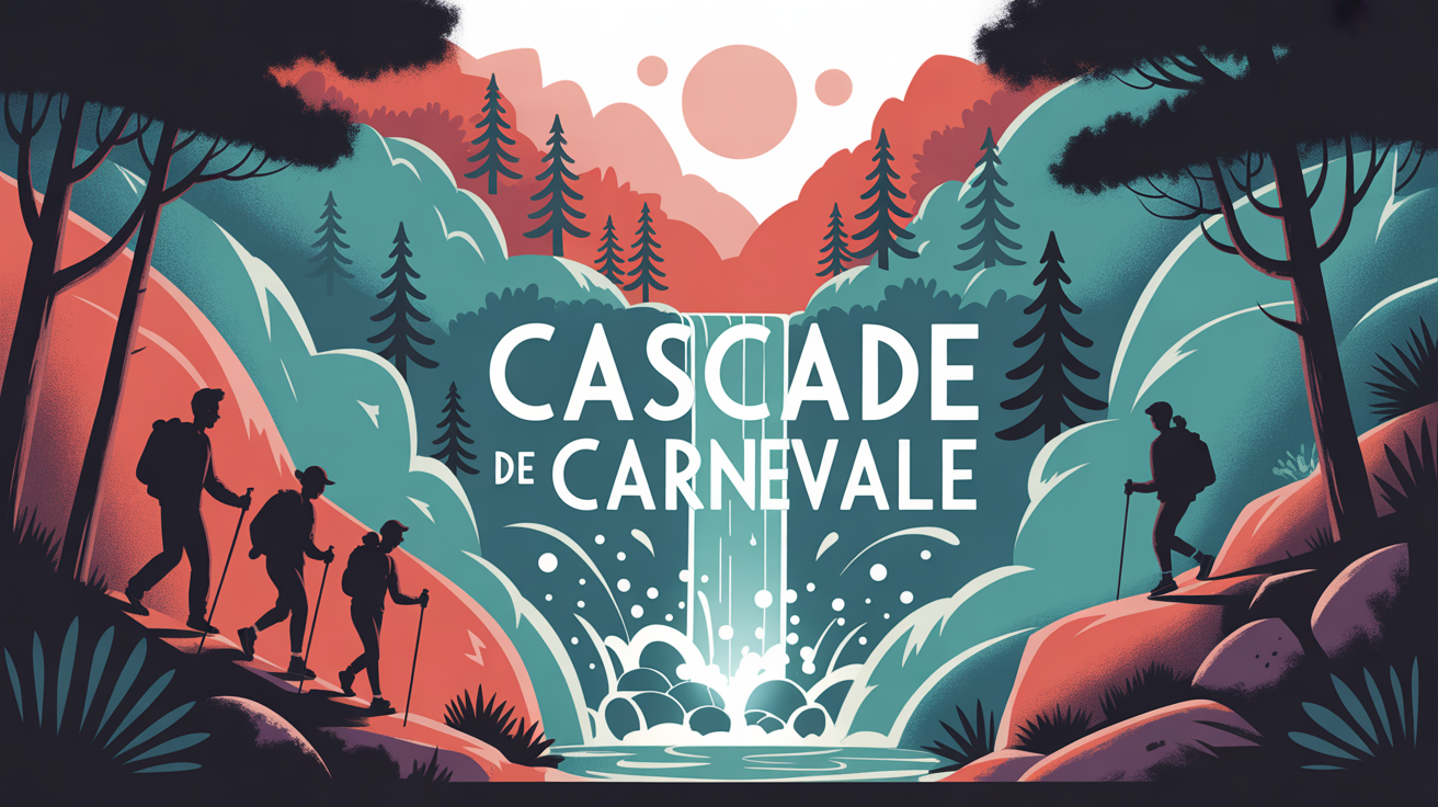 Illustration cascade Carnevale randonneurs famille Corse