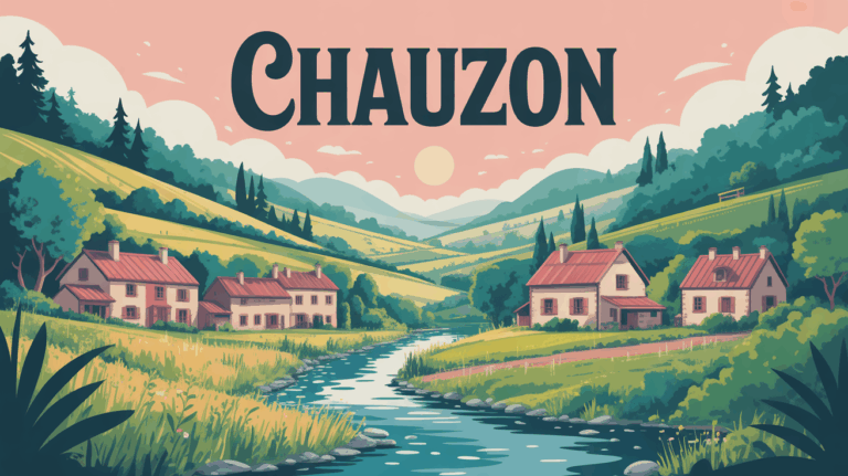 Illustration village Chauzon proche riviere en Ardeche