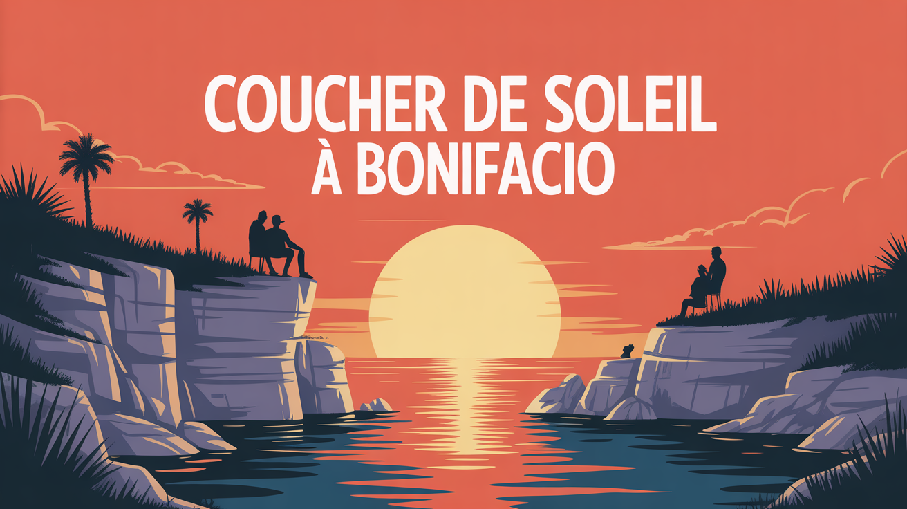 Coucher de soleil à Bonifacio remparts silhouettes sur falaises