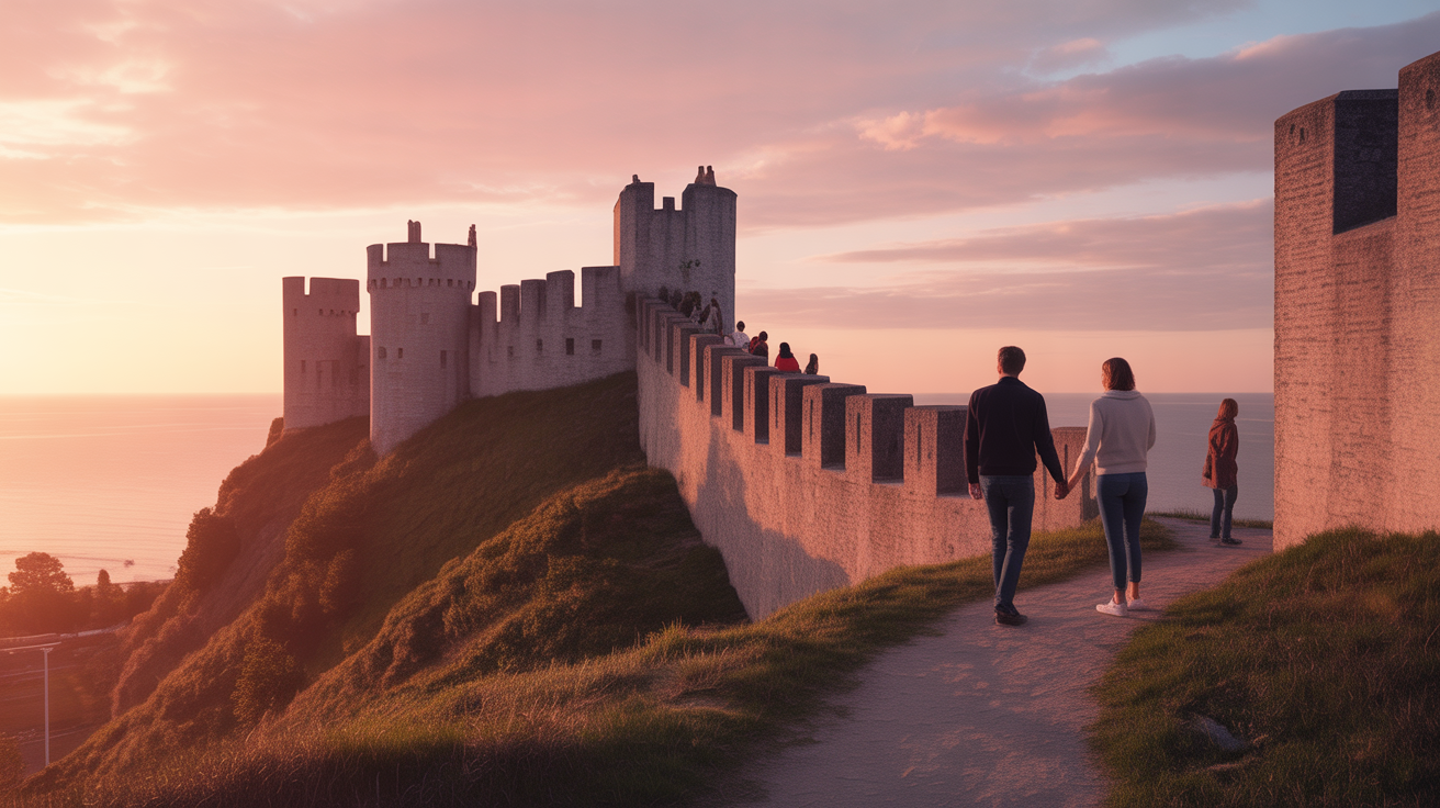Remparts Bonifacio lumière coucher de soleil familles couples