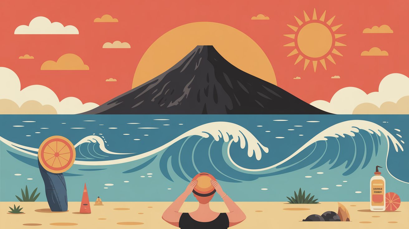volcan, mer, soleil à Lanzarote, sécurité naturelle