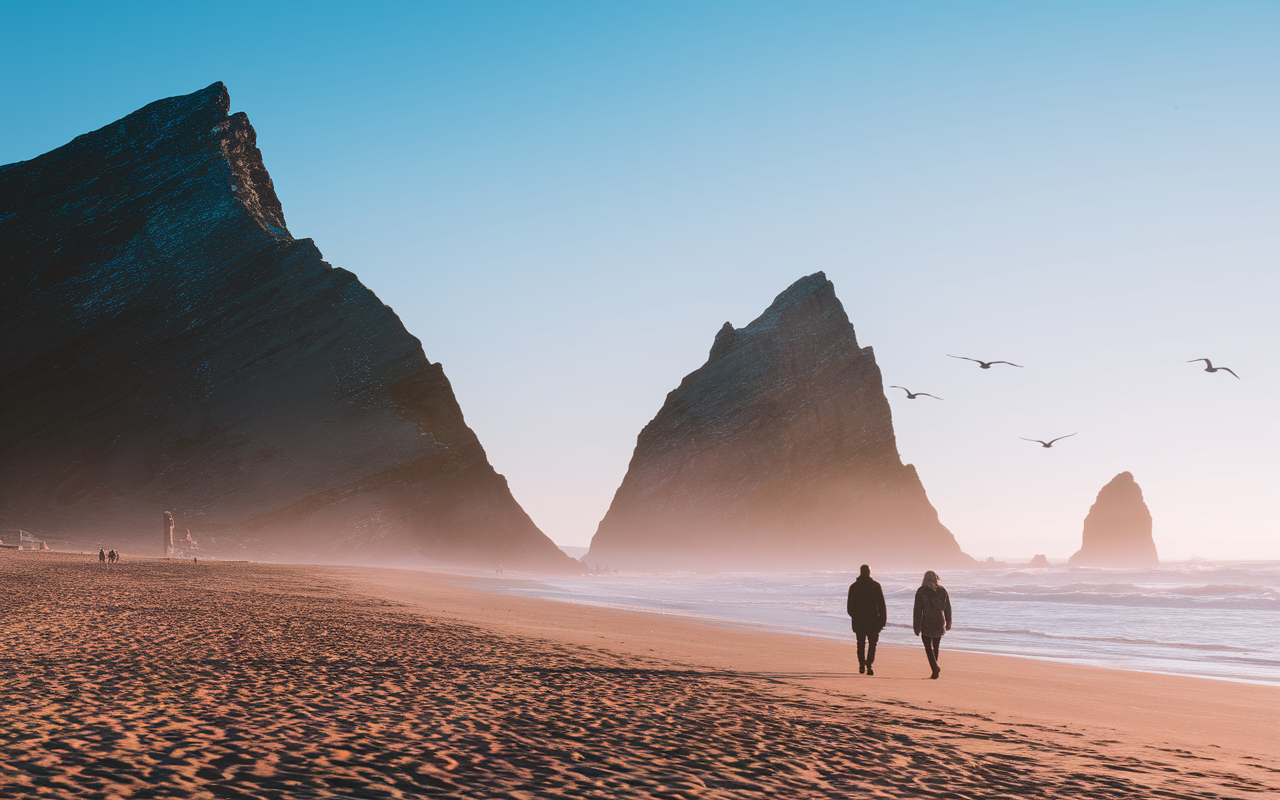 Plage Pen Hat Crozon falaises sable promeneurs