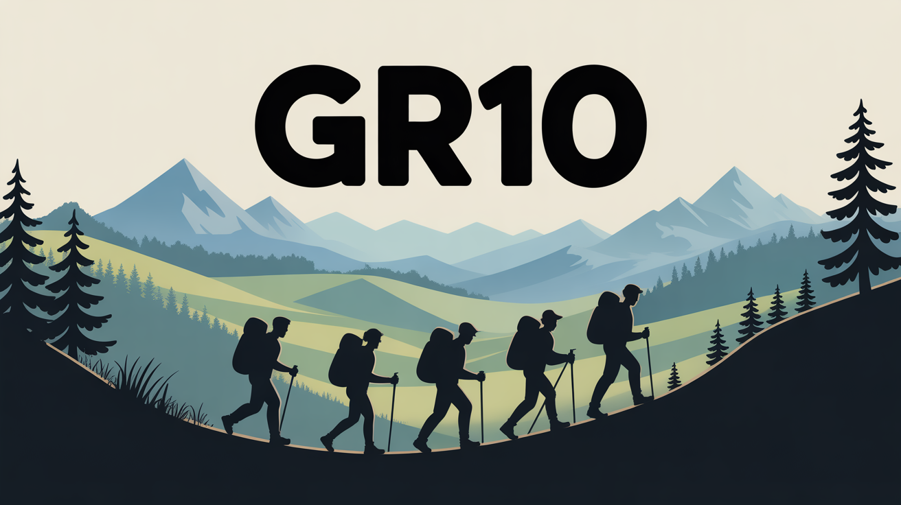 Illustration GR10, randonneurs sur sentier dans les Pyrenees