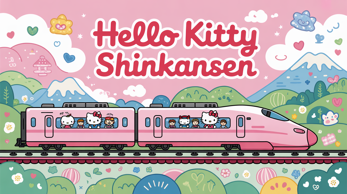 Train Hello Kitty Shinkansen rose Japon kawaii