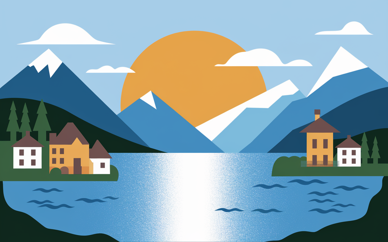 Lac de Sainte Croix avec eau bleue, villages et coordonnées GPS