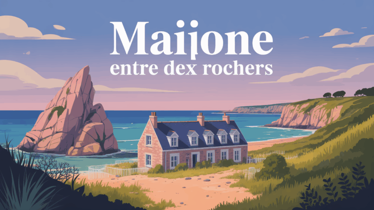 Illustration maison entre deux rochers Côte de Granit Rose