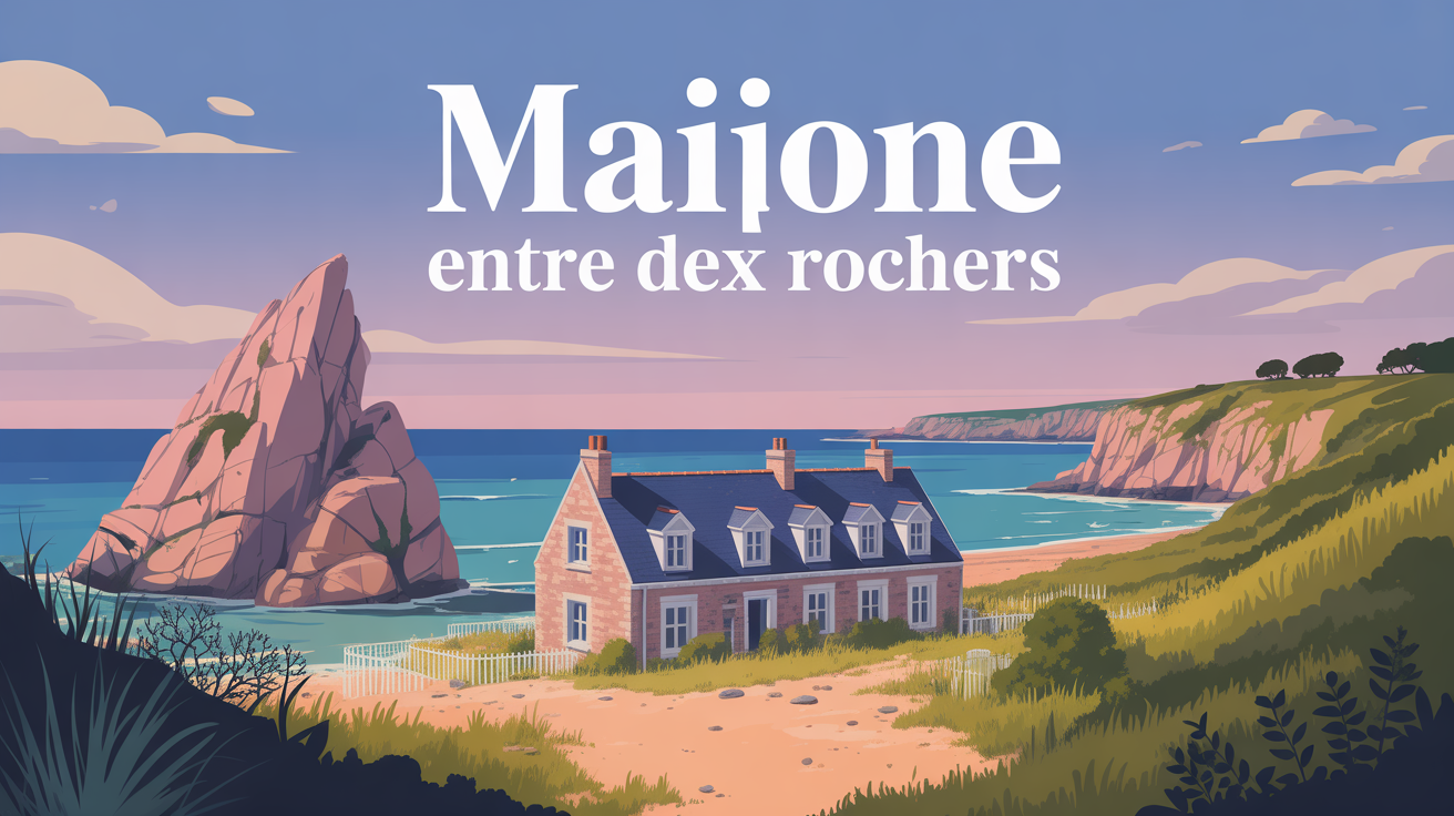 Illustration maison entre deux rochers Côte de Granit Rose
