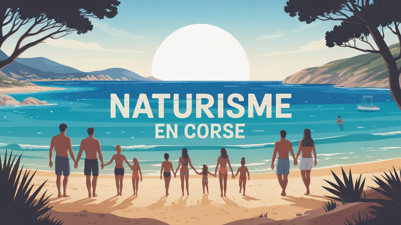 illustration plage corse naturisme familles couples mer montagnes