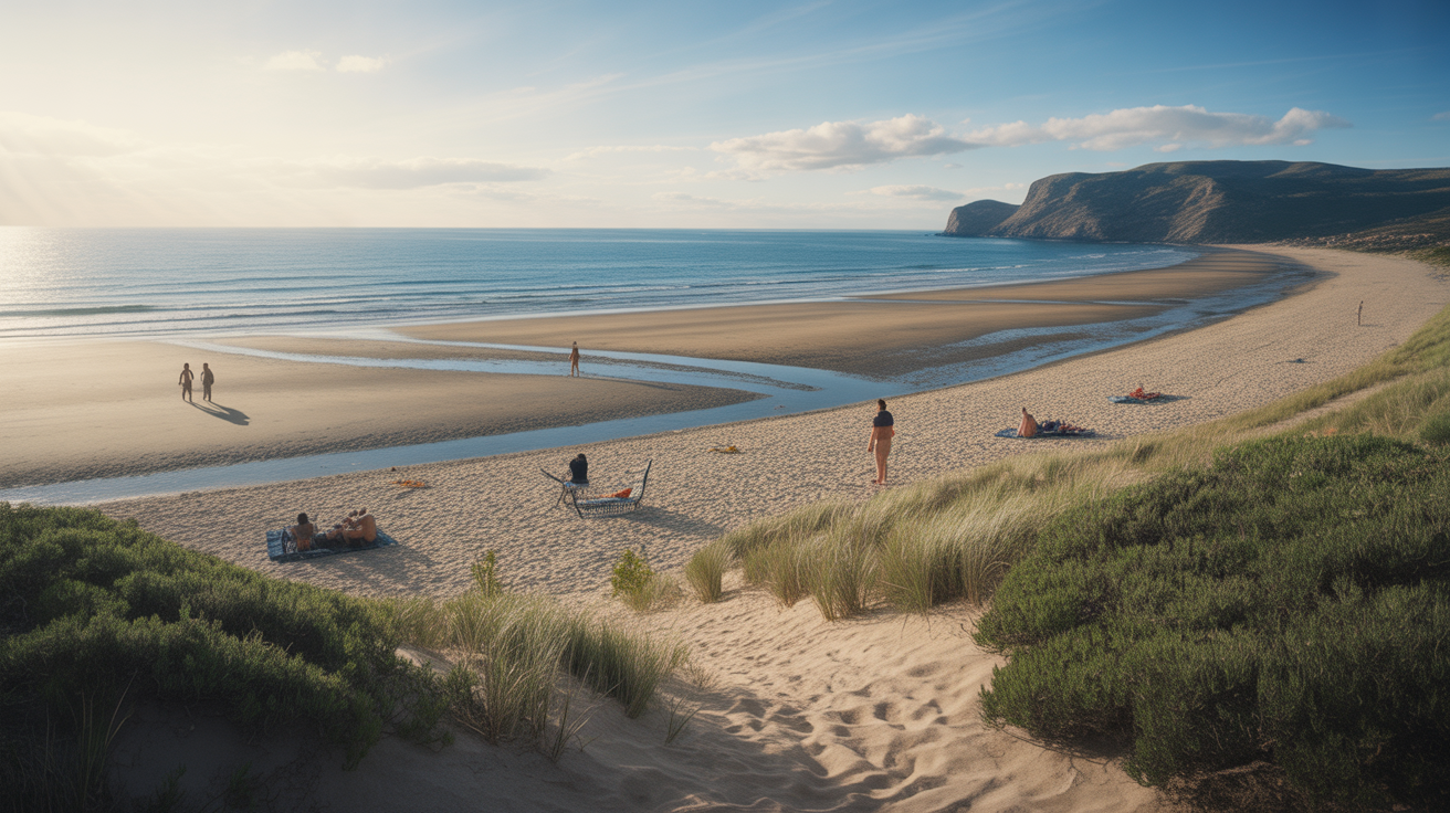 Large plage du Liamone sable clair fleuve Corse