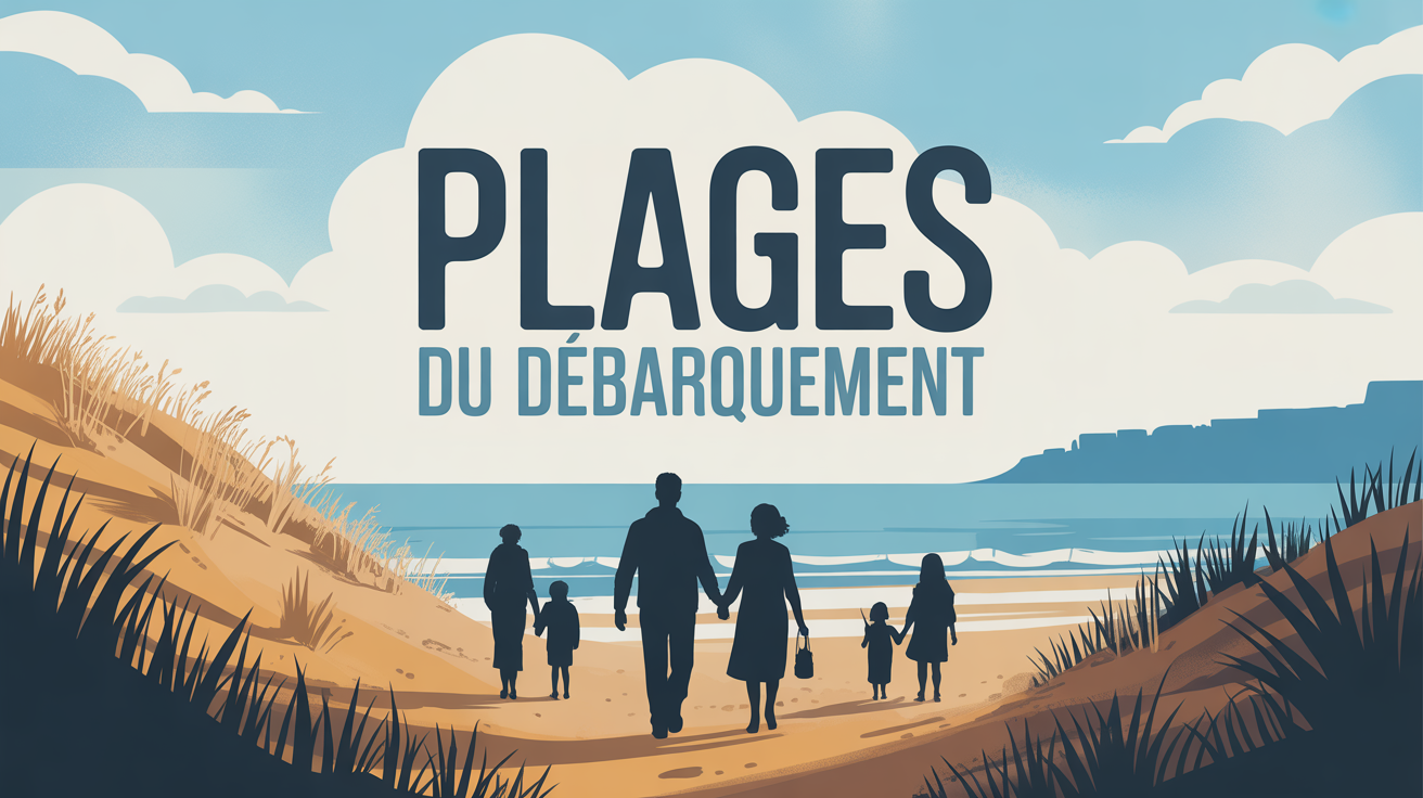 illustration aquarelle plages du debarquement famille ambiance commemorative
