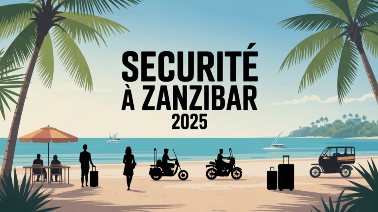 Illustration securite Zanzibar 2025 plage voyageurs