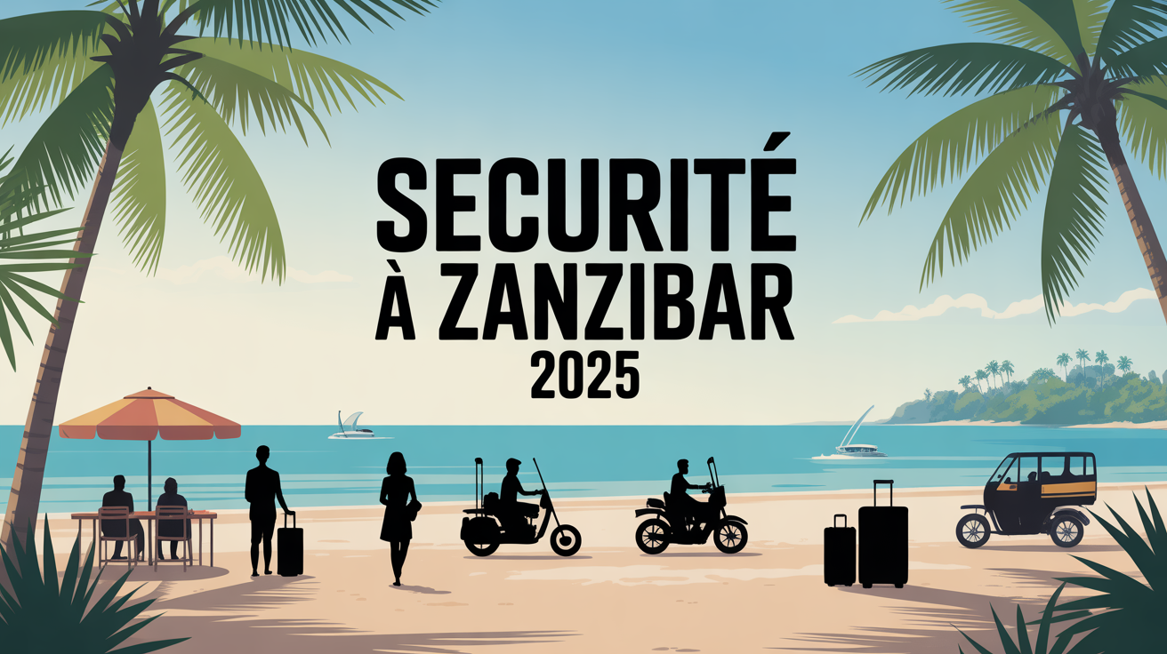 Illustration securite Zanzibar 2025 plage voyageurs