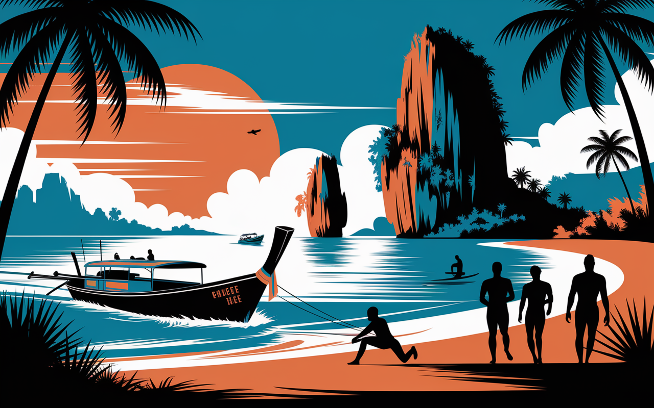 Plage Ao Nang town activites longtail escalade Krabi