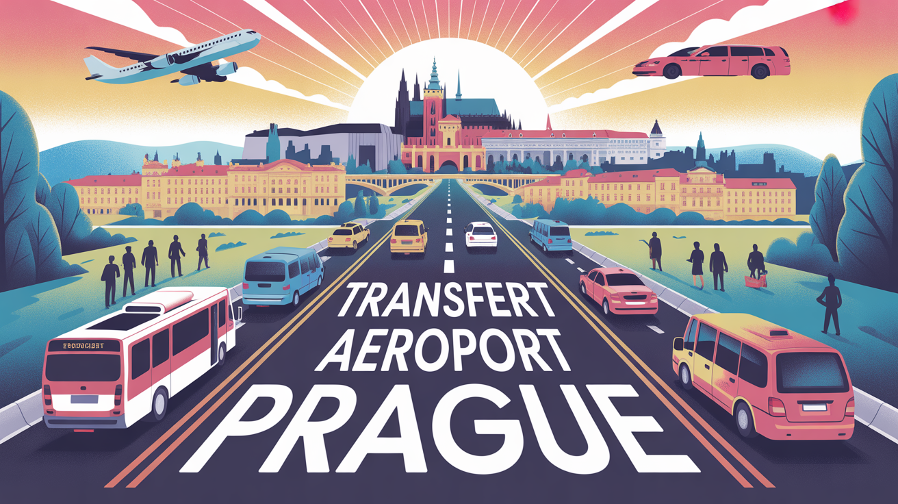 Illustration transfert aeroport Prague route ville et differents transports