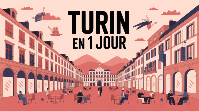 Turin en 1 jour illustration place urbaine arcades montagnes
