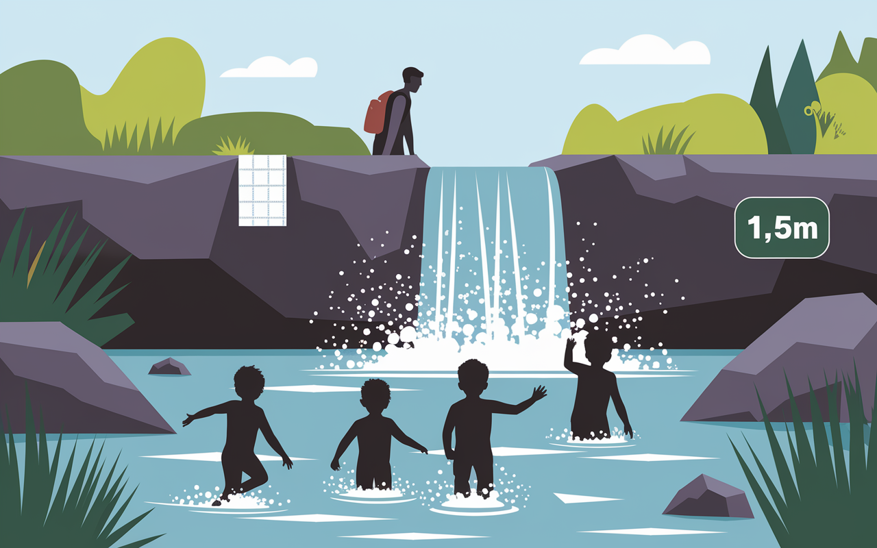Bassins naturels Cascade de Radule baignade enfants surveillance Corse