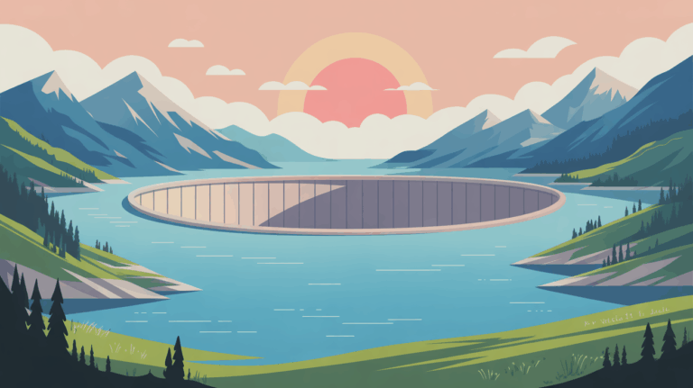 Vue du barrage de l'Aigle sur le lac