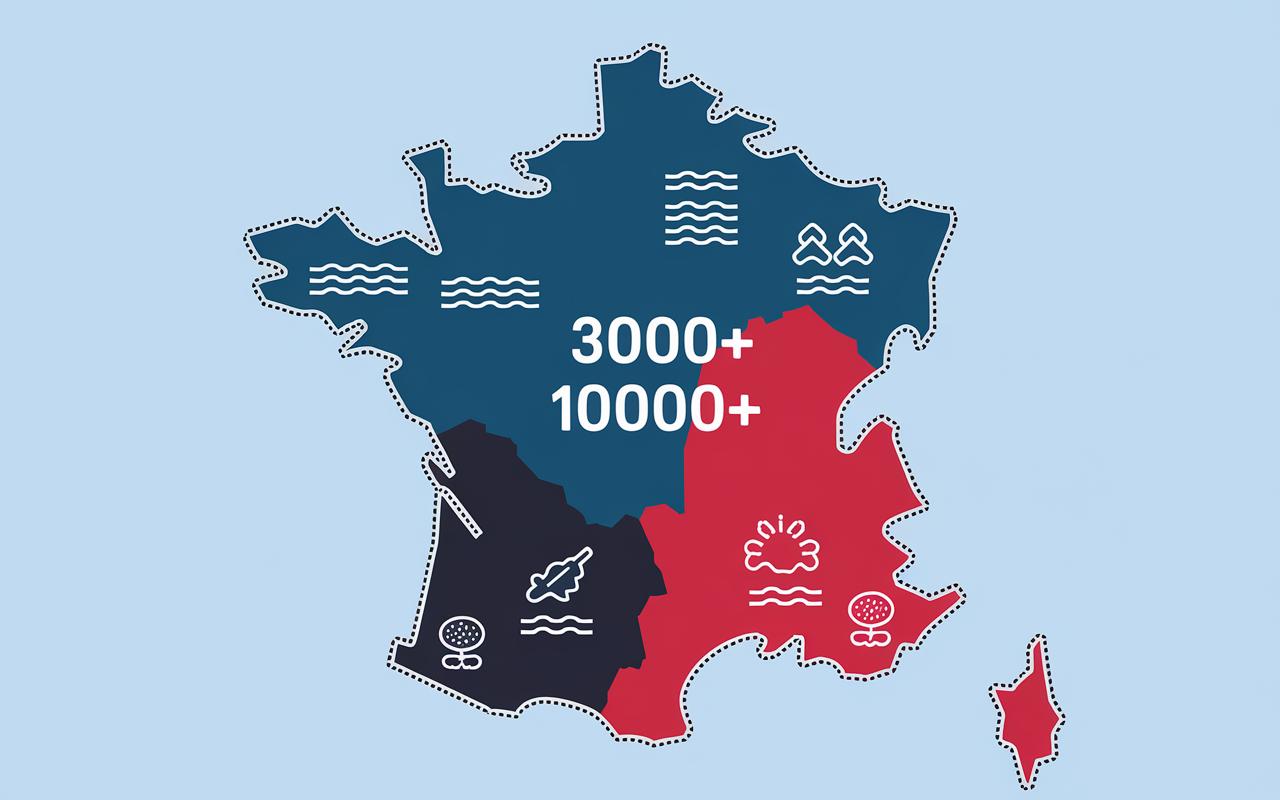 Carte interactive des lacs en France avec activites