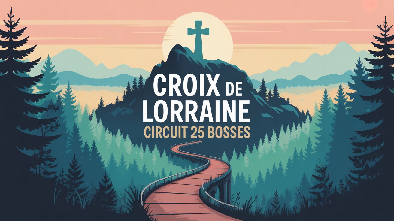 Croix de Lorraine sur circuit 25 bosses foret Fontainebleau