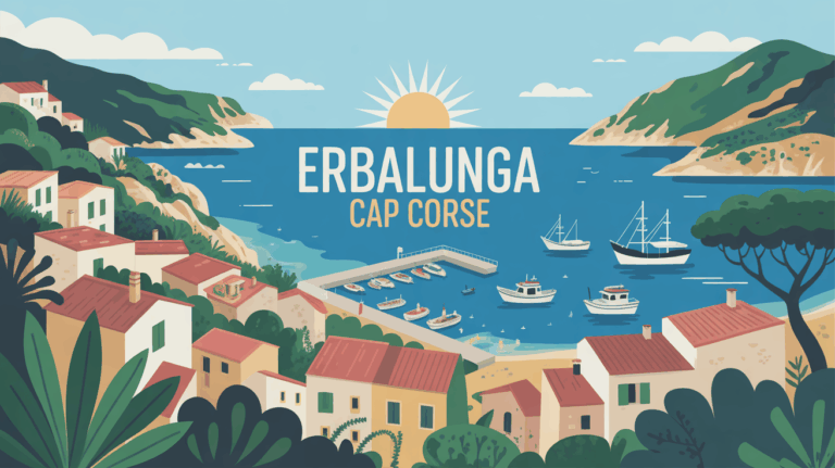 Vue stylisée du village d'Erbalunga au Cap Corse bord de mer