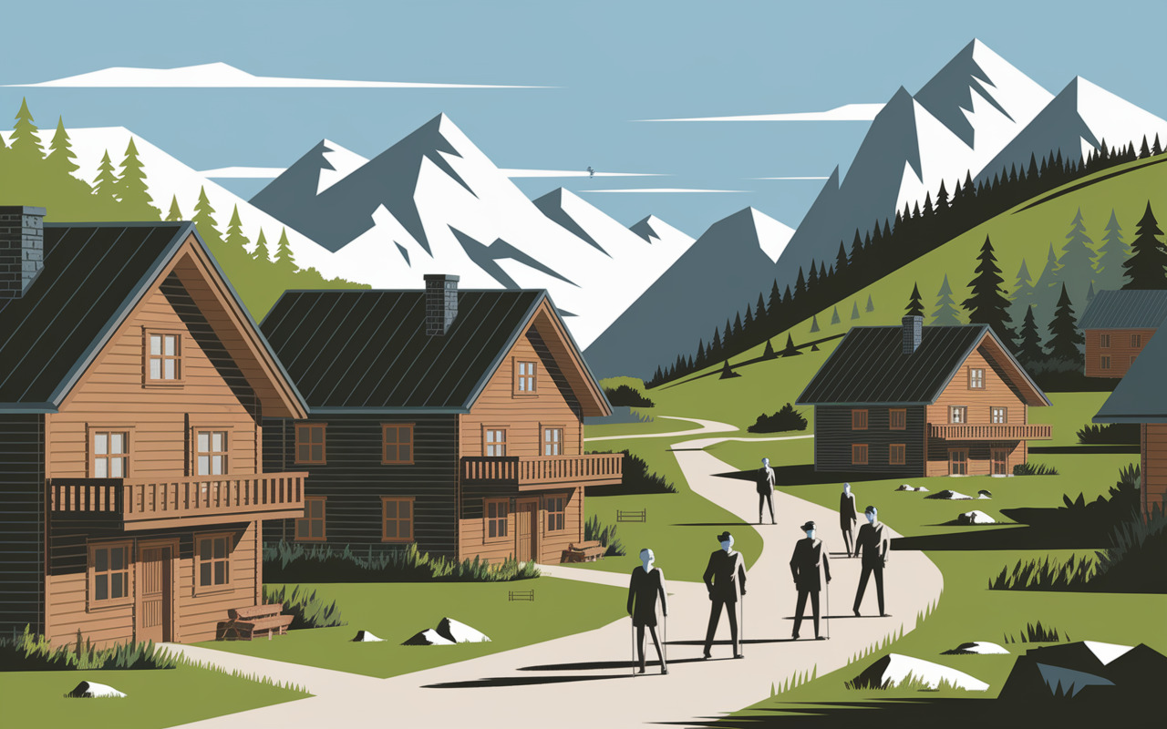 Chalets bois sentier montagne Gimmelwald Suisse