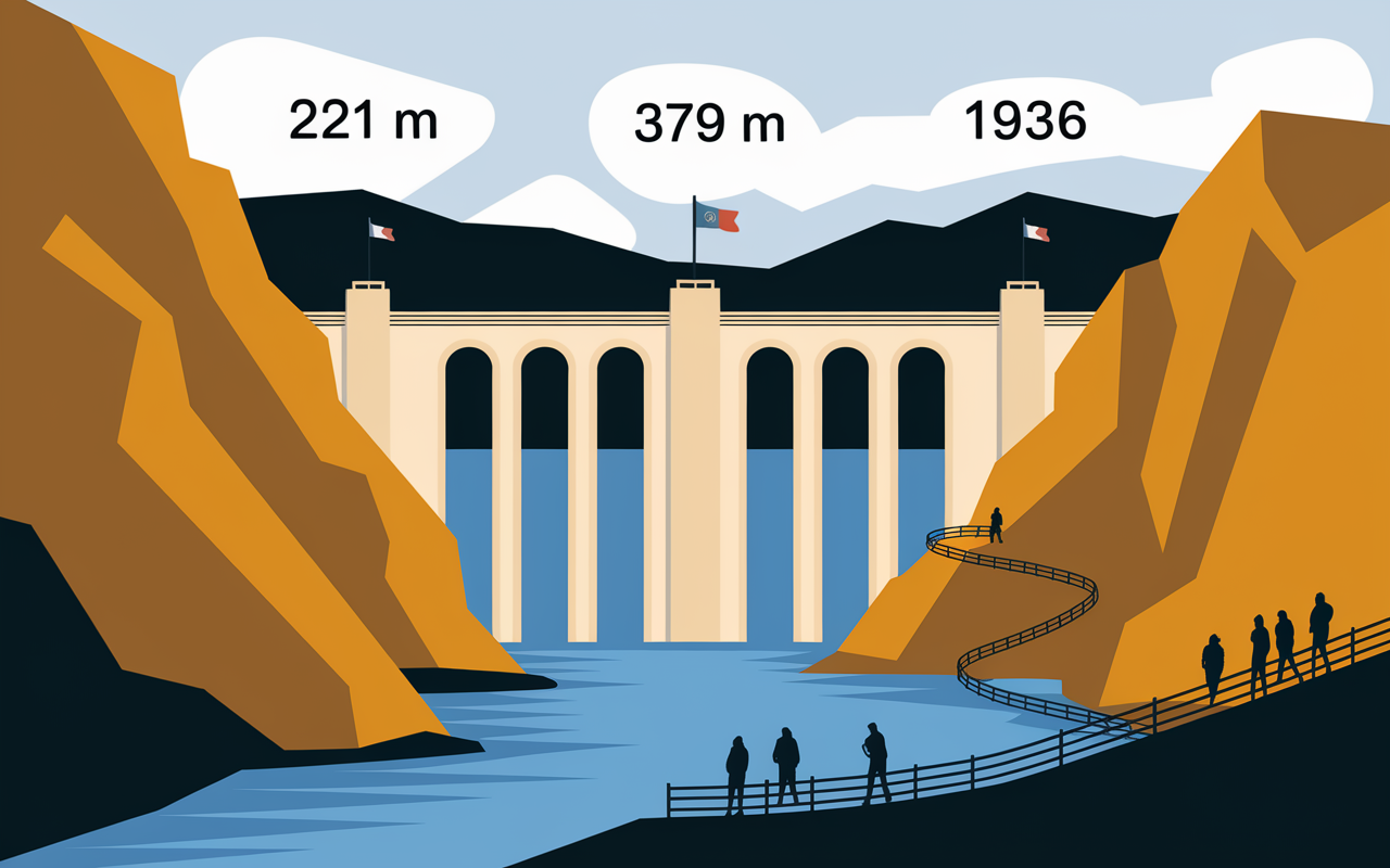 Hoover Dam Nevada chiffres hauteur longueur visiteurs