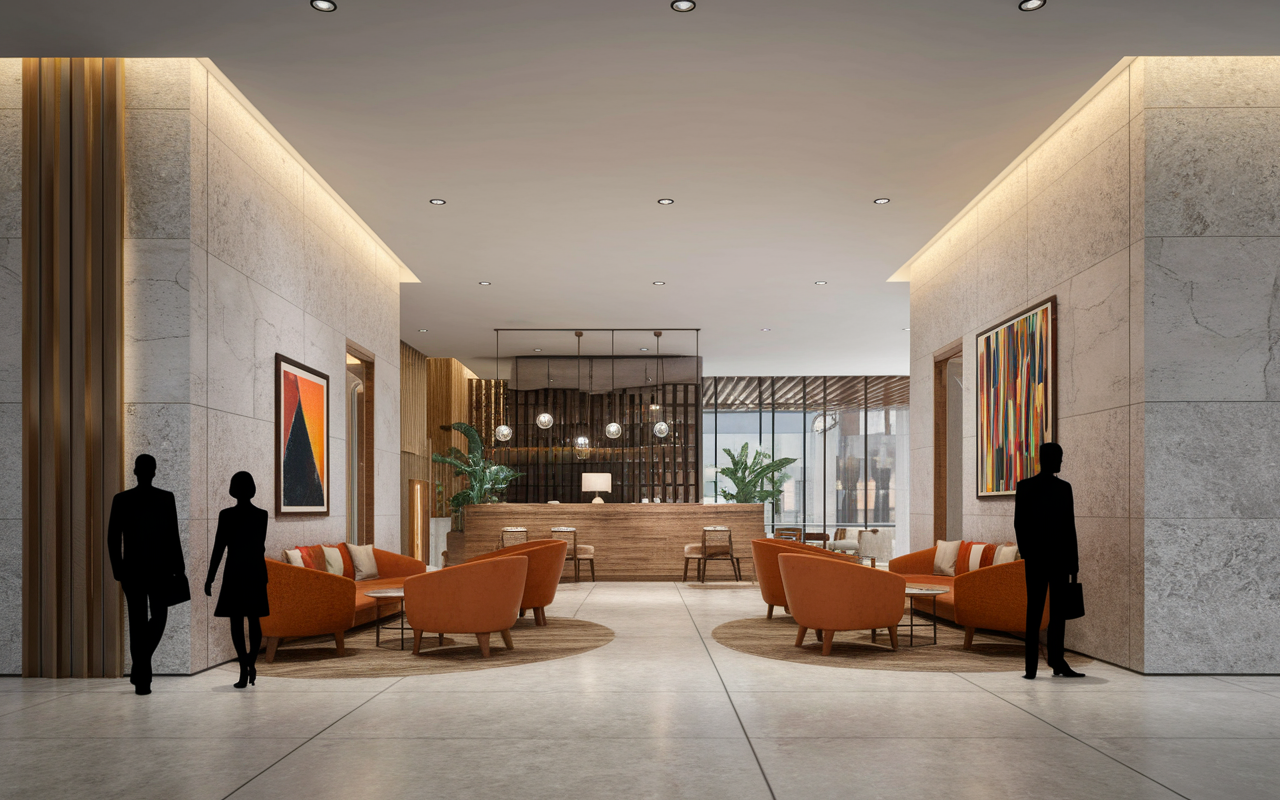 Hotel Omm Barcelone lobby lumineux design
