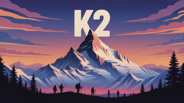 Illustration montagne K2 coucher de soleil