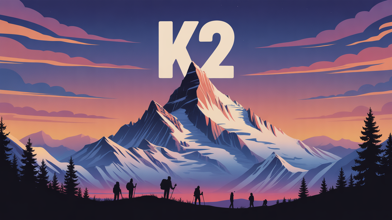 Illustration montagne K2 coucher de soleil