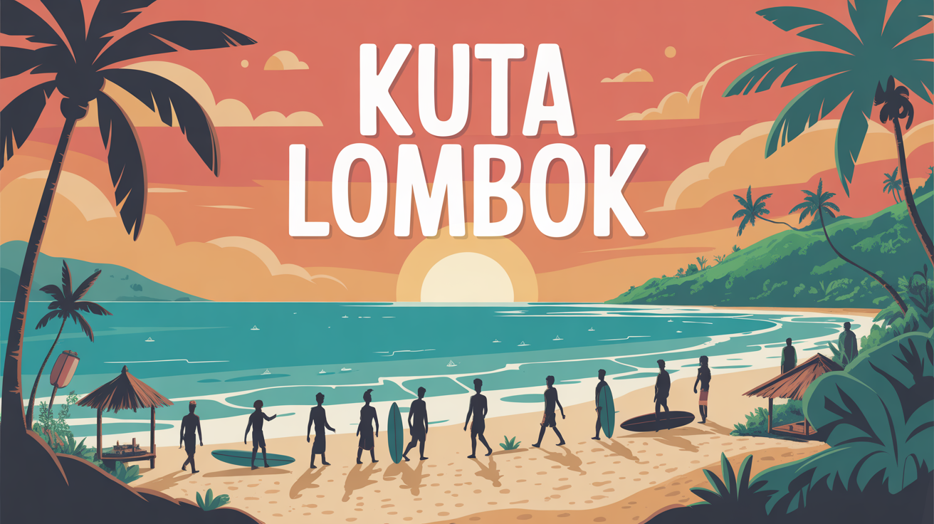 Plage paisible à Kuta Lombok avec sable blanc et palmiers