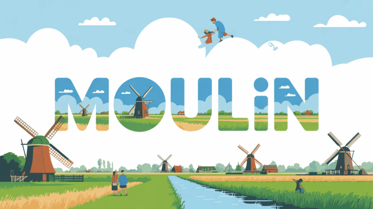 vue stylisee moulin polders pays-bas