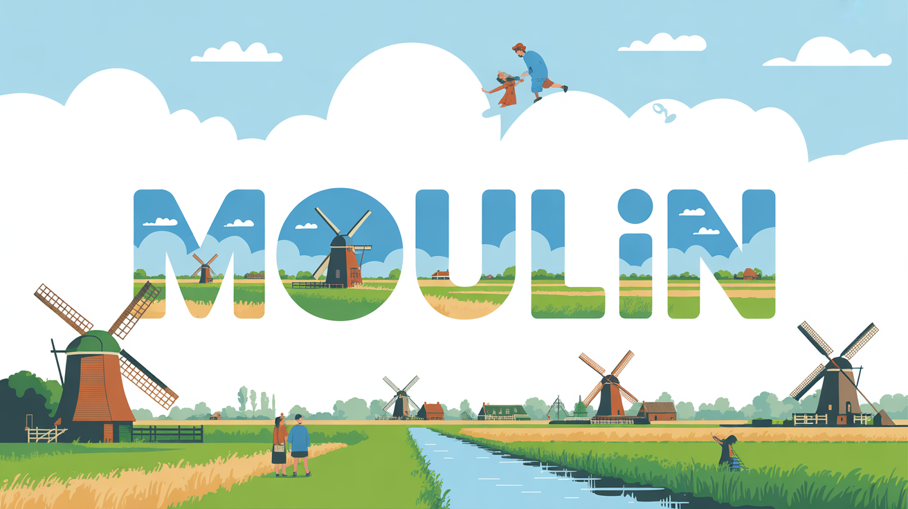 vue stylisee moulin polders pays-bas