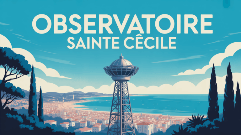 Vue stylisee de la tour Observatoire Sainte Cecile Arcachon entre pins et ocean