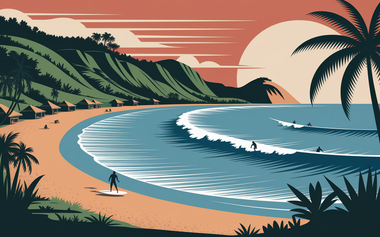 Surfeurs et plages tropicales à Kuta Lombok