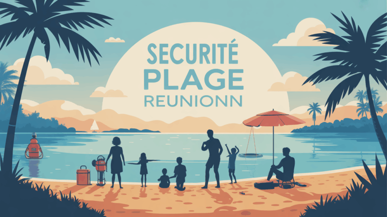 Illustration securite plage Reunion lagon surveillé famille