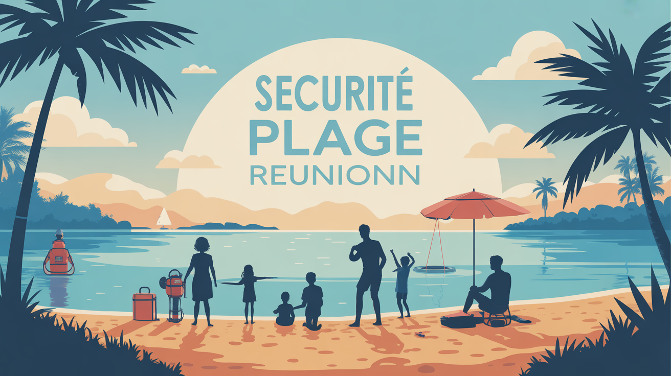 Illustration securite plage Reunion lagon surveillé famille