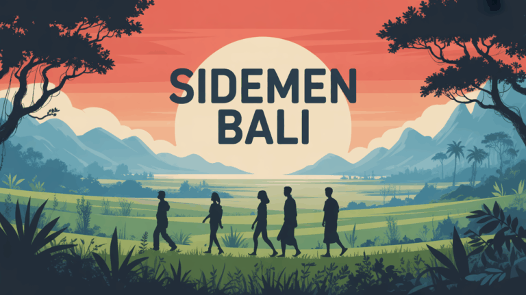 Vue stylisée vallée Sidemen Bali rizières et montagnes