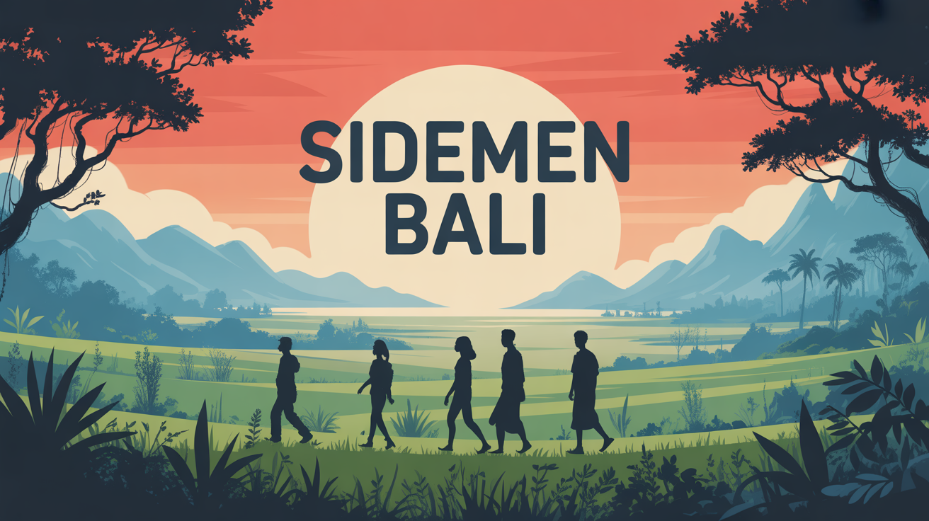 Vue stylisée vallée Sidemen Bali rizières et montagnes
