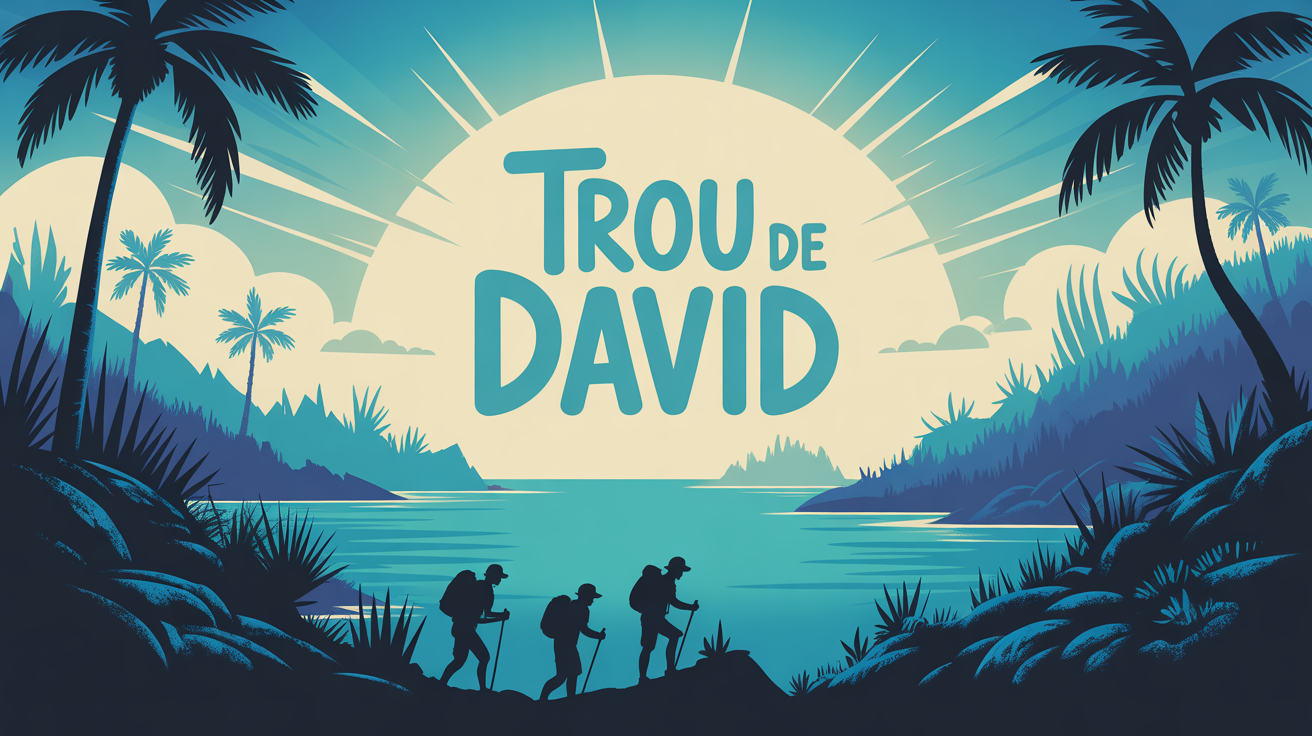 Paysage sauvage du Trou de David, randonneurs et mer turquoise