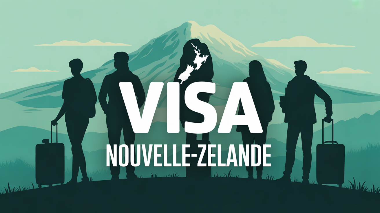 silhouettes voyageurs carte nouvelle zelande valise passeport