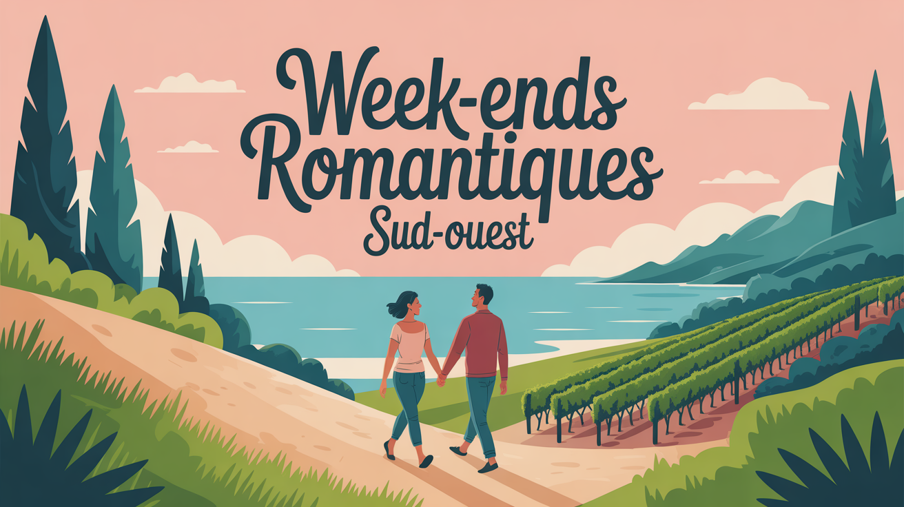 weekends romantiques sud ouest illustration couple main pins ocean