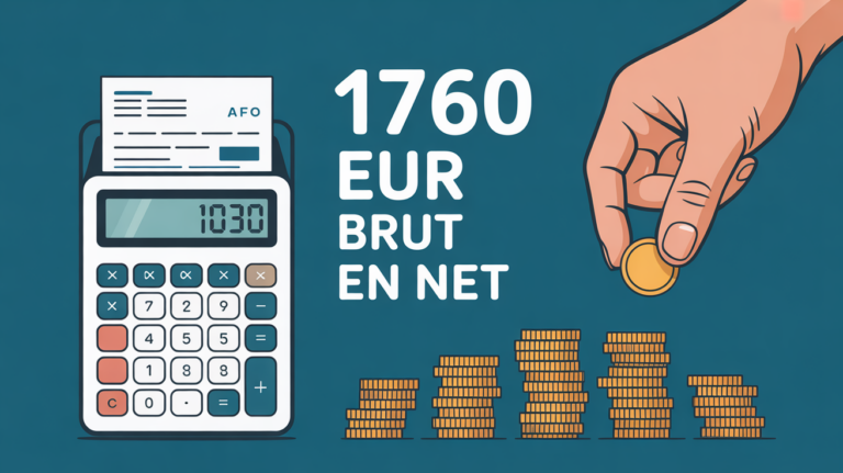 Illustration fiche de paie 1760 euro brut en net
