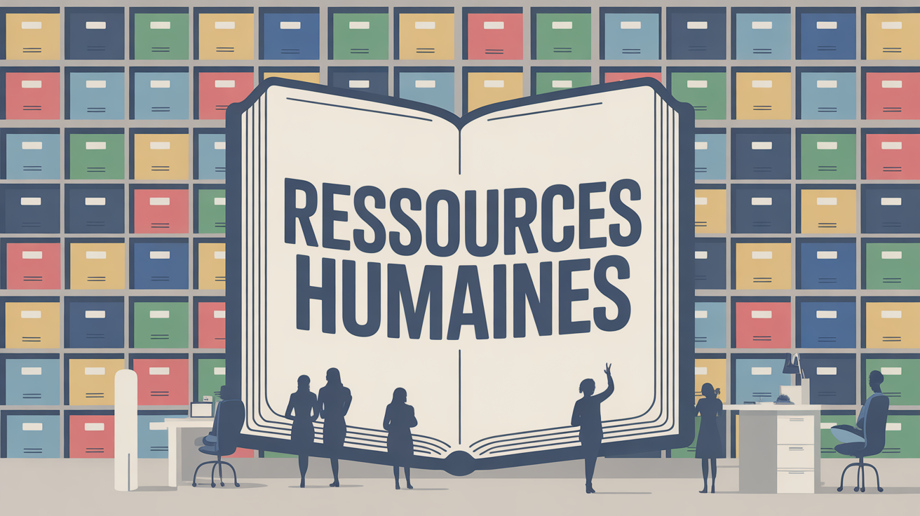 bureau avec dictionnaire ressources humaines gros livre