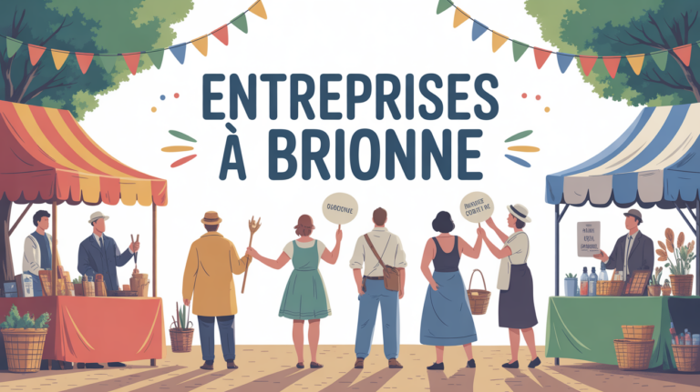 Illustration du marché animé des entreprises à Brionne