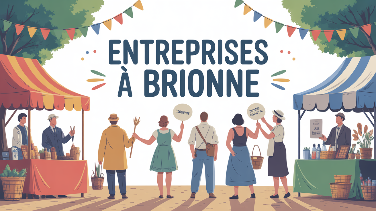 Illustration du marché animé des entreprises à Brionne