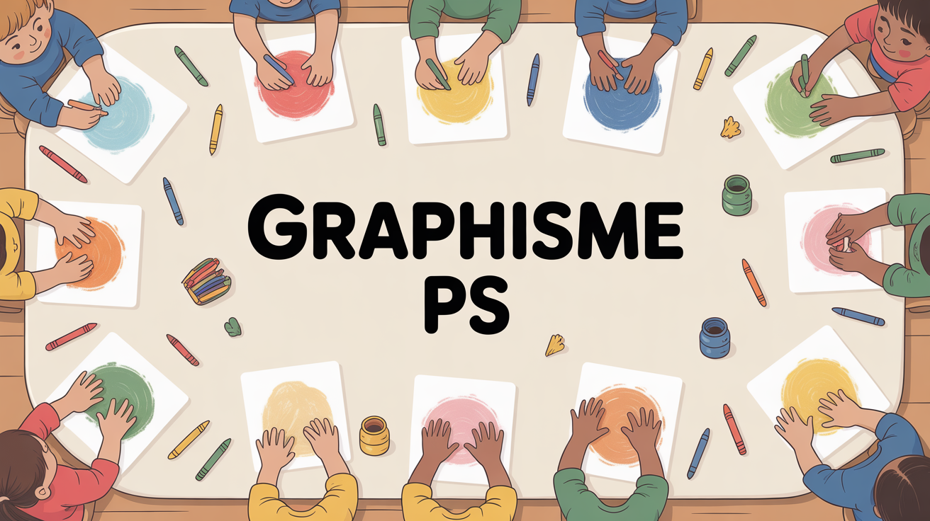 Enfants en atelier de graphisme PS dessinent sur table maternelle