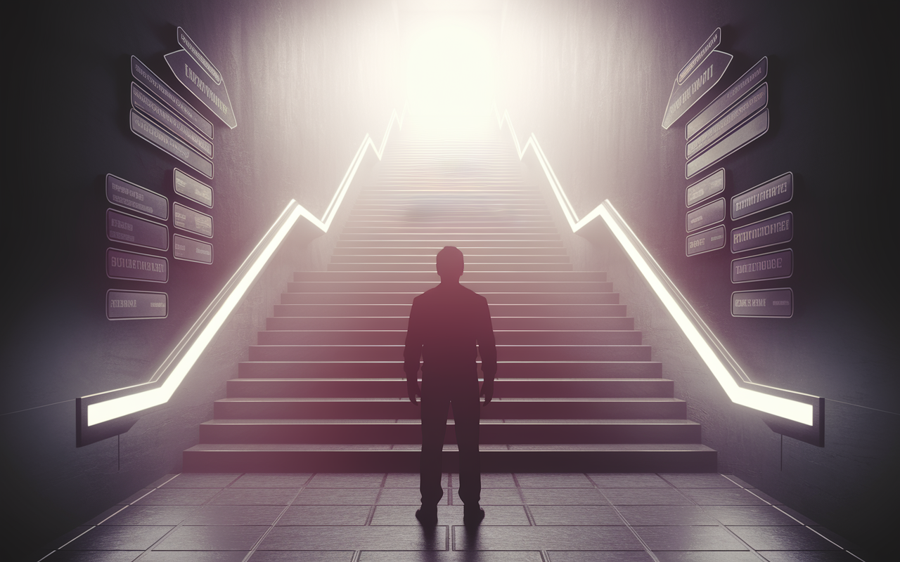 personne dos escalier brouillard detresse