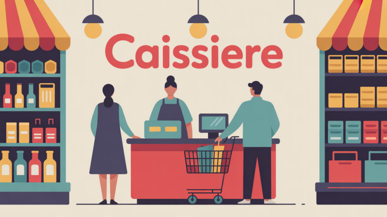illustration caisse supermarche ambiance caissiere